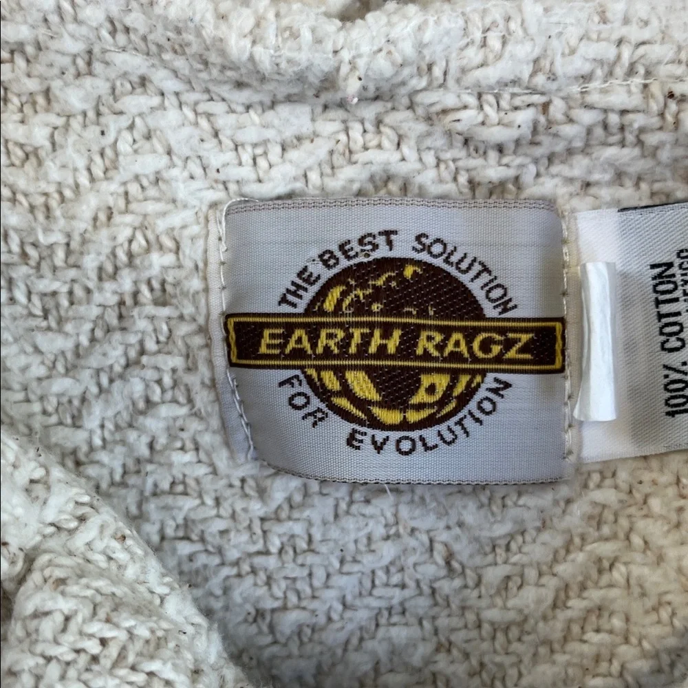 Earth Ragz Baja Hoodie Cream Pullover Sweater Textured Cotton Boho